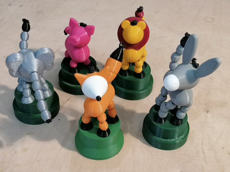 折叠动物玩具（猴子、大象、狮子、狐狸、猪）